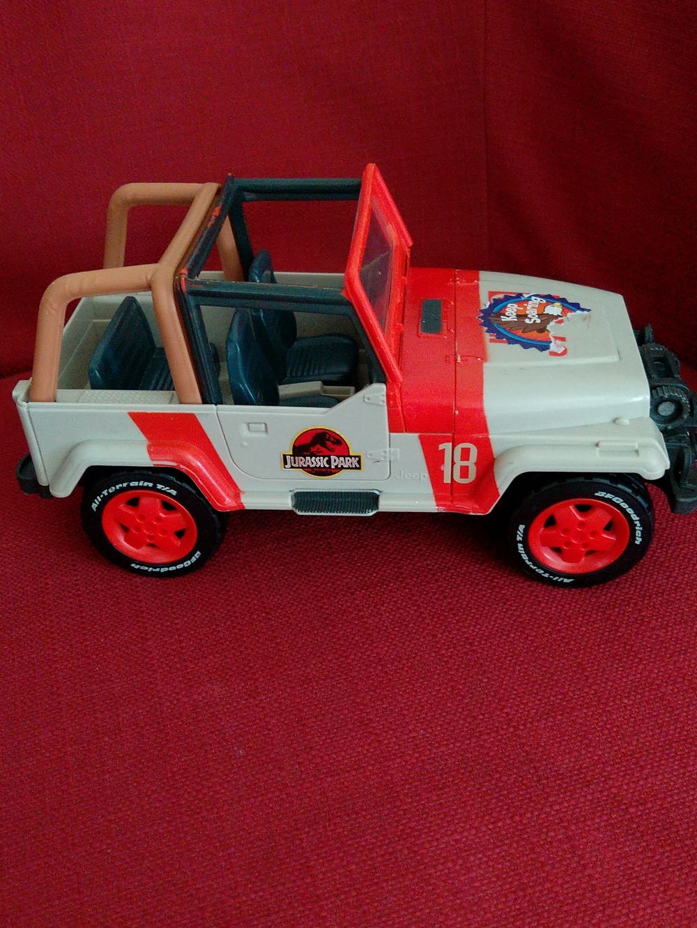 Jurassic Park Red & White Adventure Jeep Toy - Licensed Vehicle